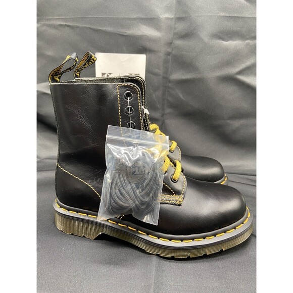 Dr. Martens 1460 Pascal Black Leather Lace Up Boots Men Size 4 Women Size 5 New - Picture 10 of 12